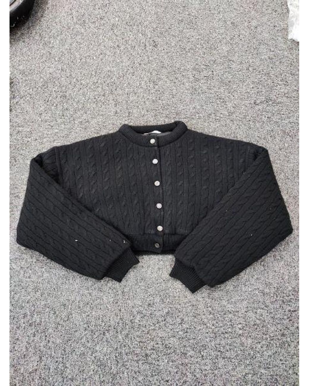 Alexander Wang Black Cable-Knit Cropped Cardigan