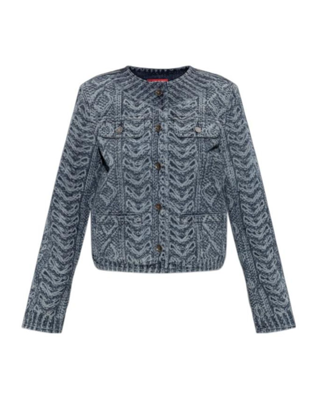 DIESEL Blue De-Grafy Patterned Denim Jacket