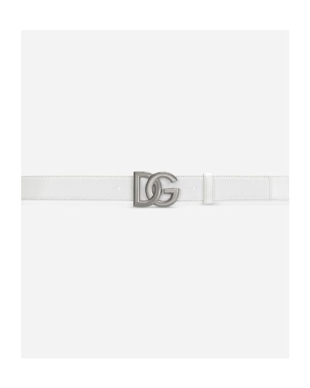 Dolce & Gabbana White Dg Logo Buckle Belt for men