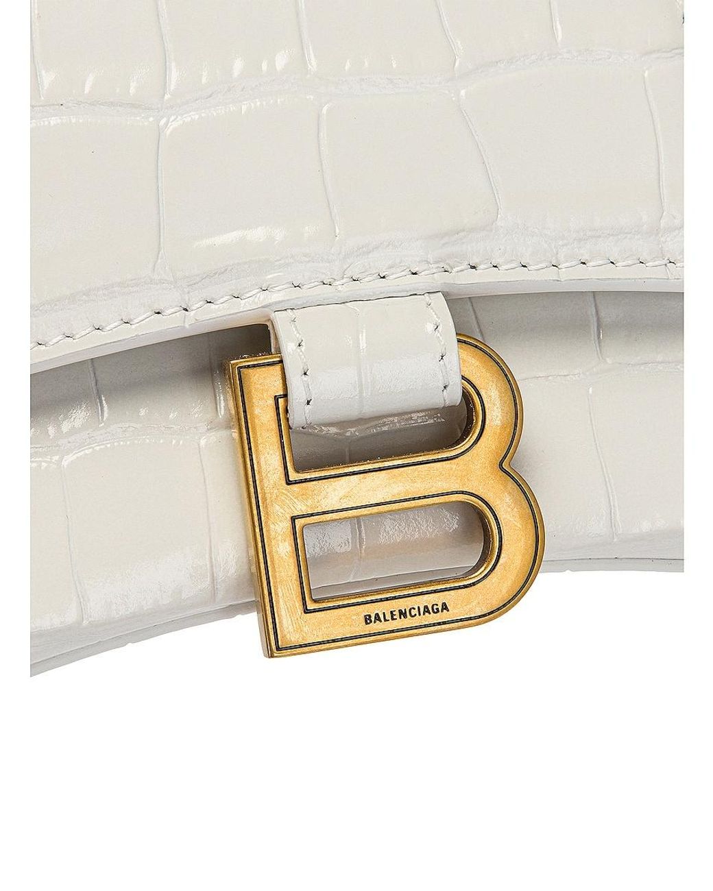 Balenciaga White Hourglass Xs Top Handle Bag
