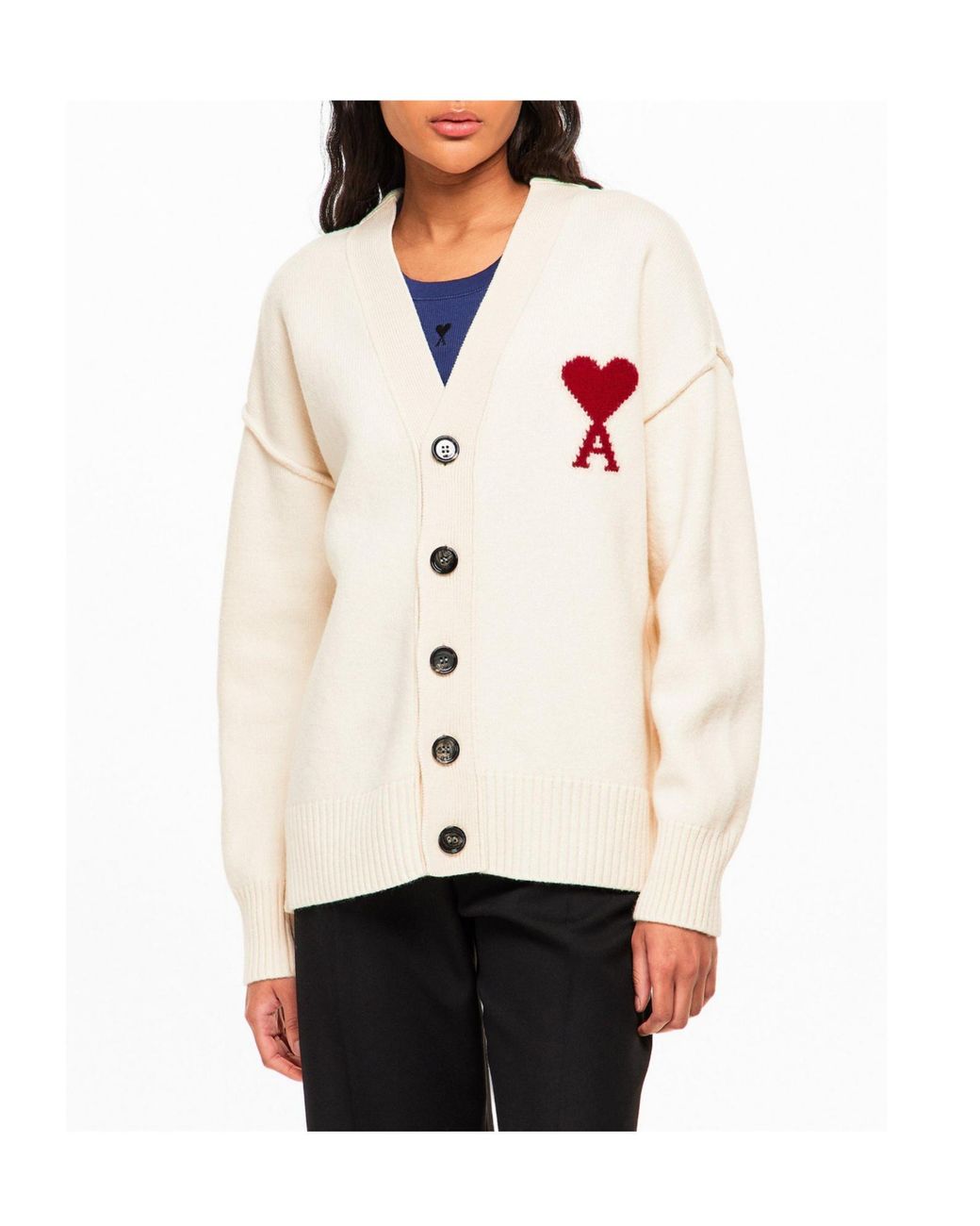 AMI White Knitted Cardigan