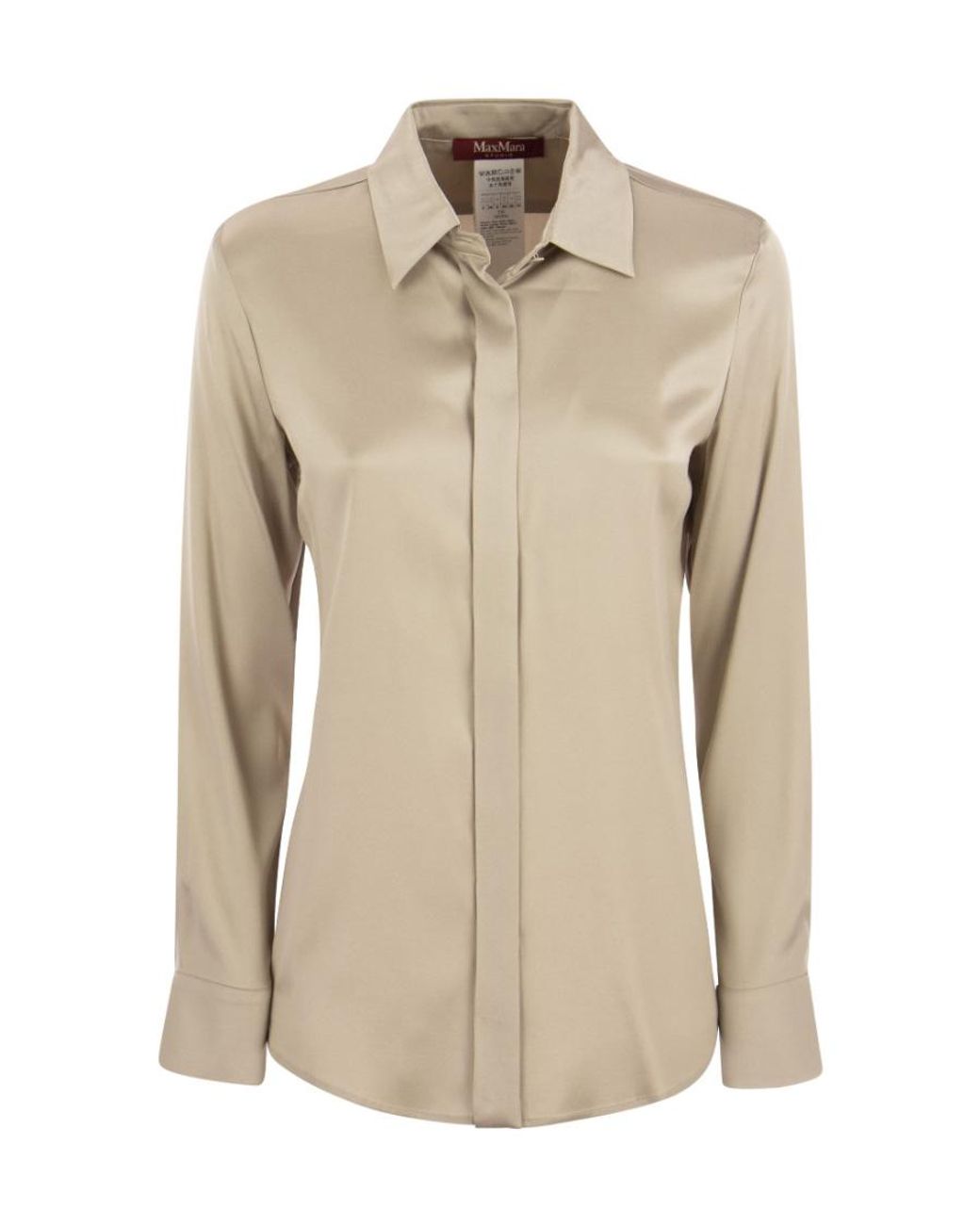 Max Mara Natural Long-Sleeved Pointed Collar Shirt