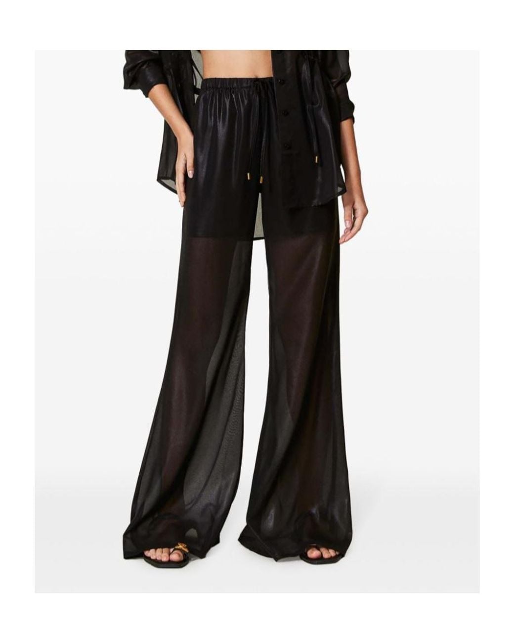 Twinset Black Semi-Sheer Trousers