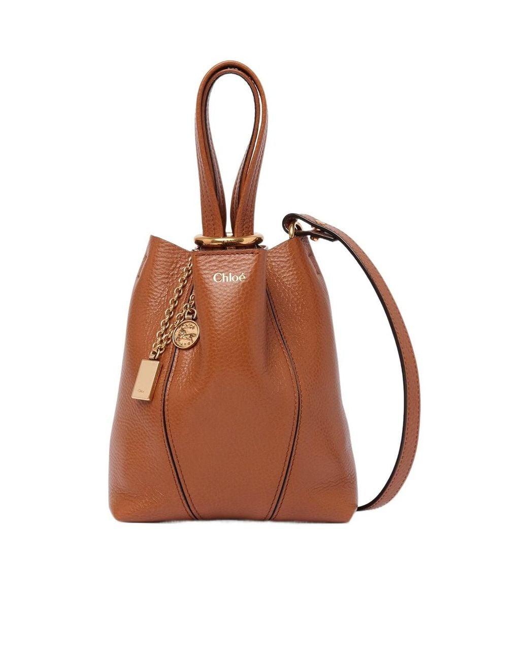 Chloé Brown Chloé Spin Logo Printed Small Top Handle Bag