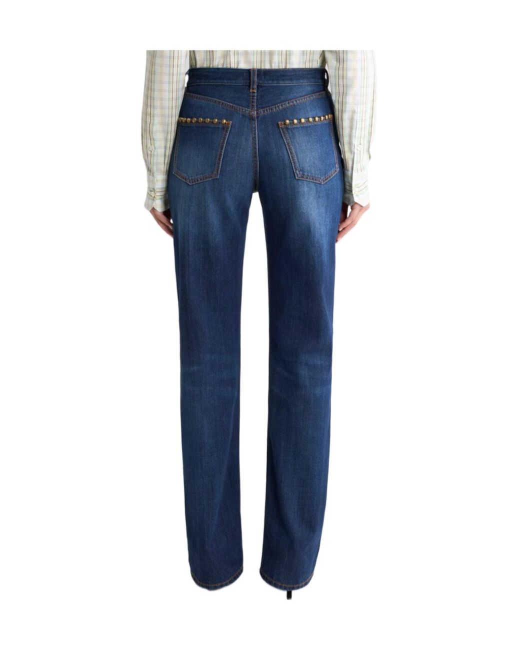 Etro Blue Straight-Leg Jeans With Studs