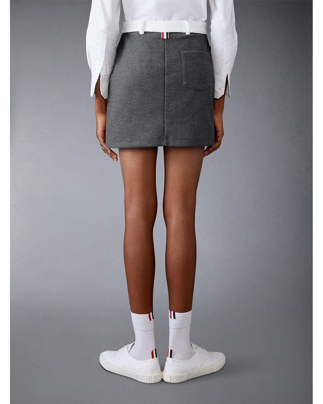 Thom Browne Gray Logo-Patch Mini Skirt