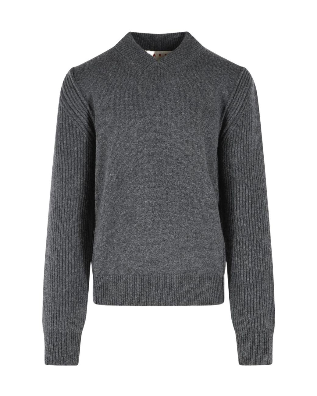 Marni Gray Ribbed Knit Jumper for men