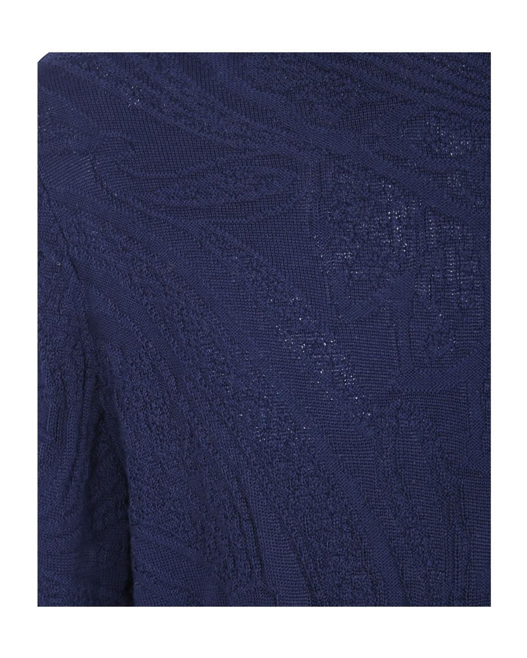 Etro Blue Paisley-Jacquard Long-Sleeve Sweater for men