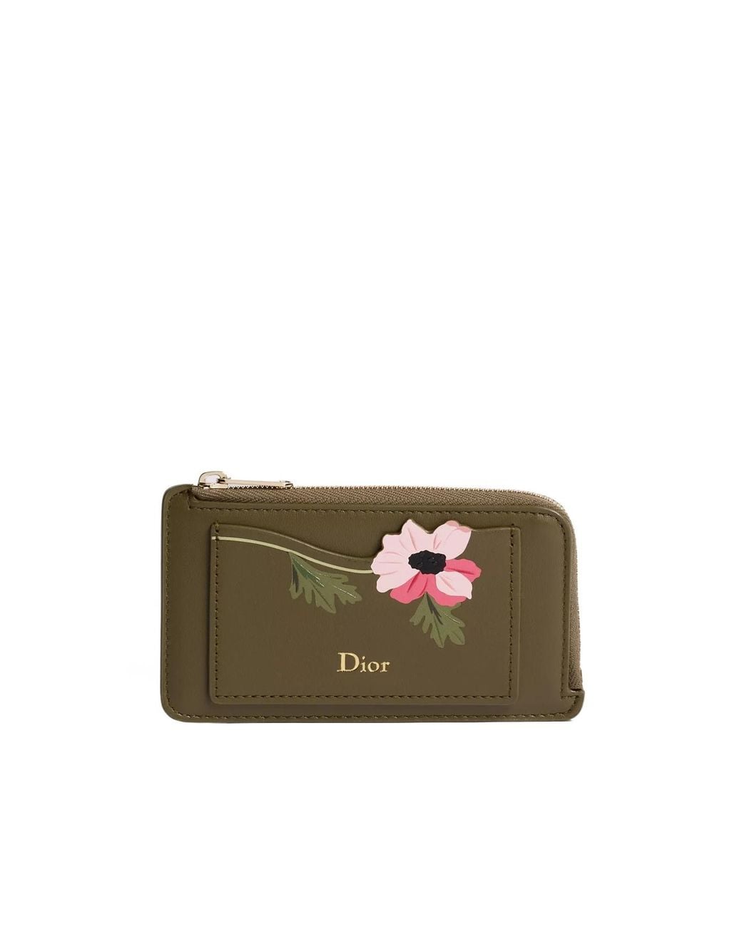 Dior Green Jardin Cosmos Zipped Card Holder