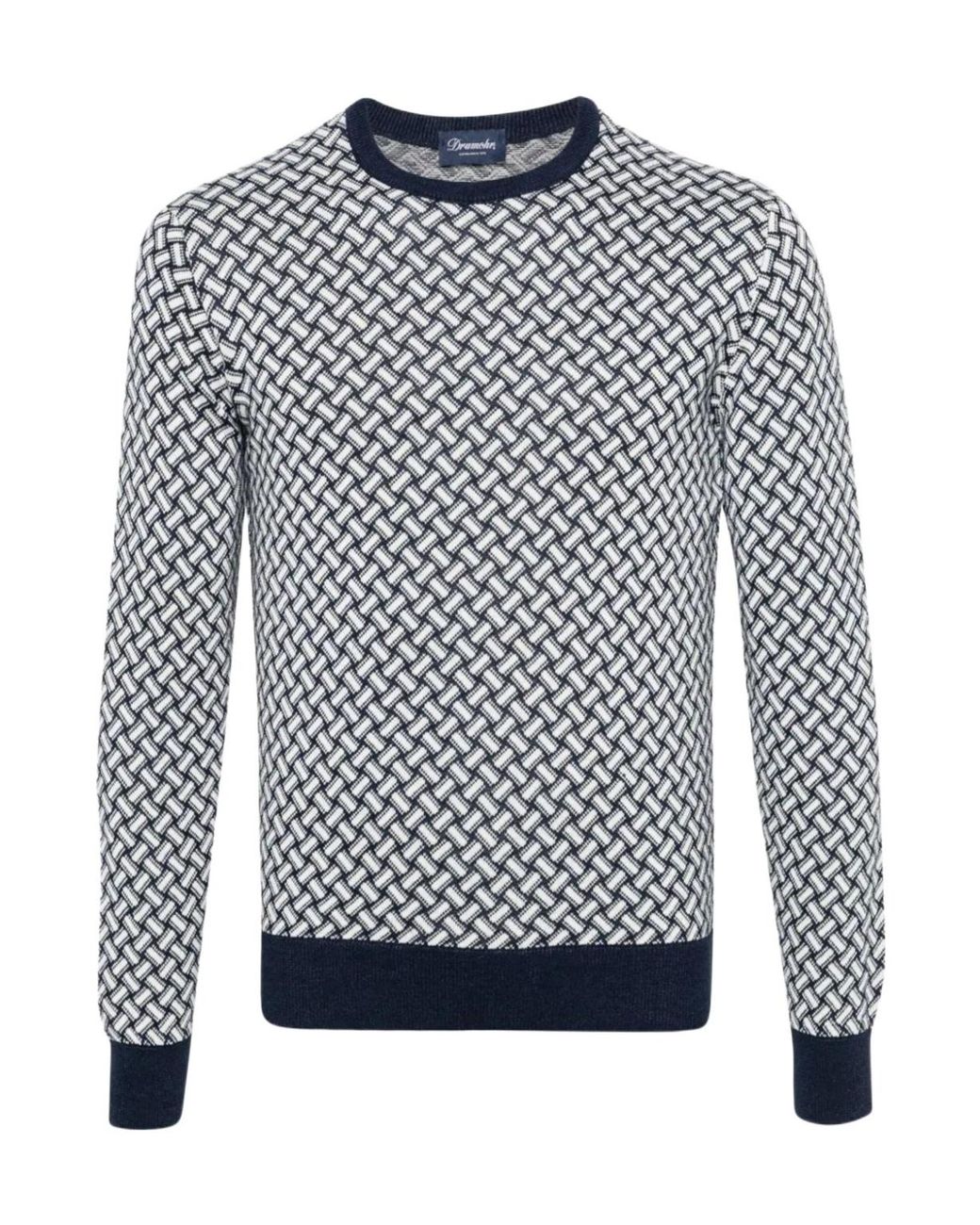 Drumohr Blue Geometric Knit Pullover for men