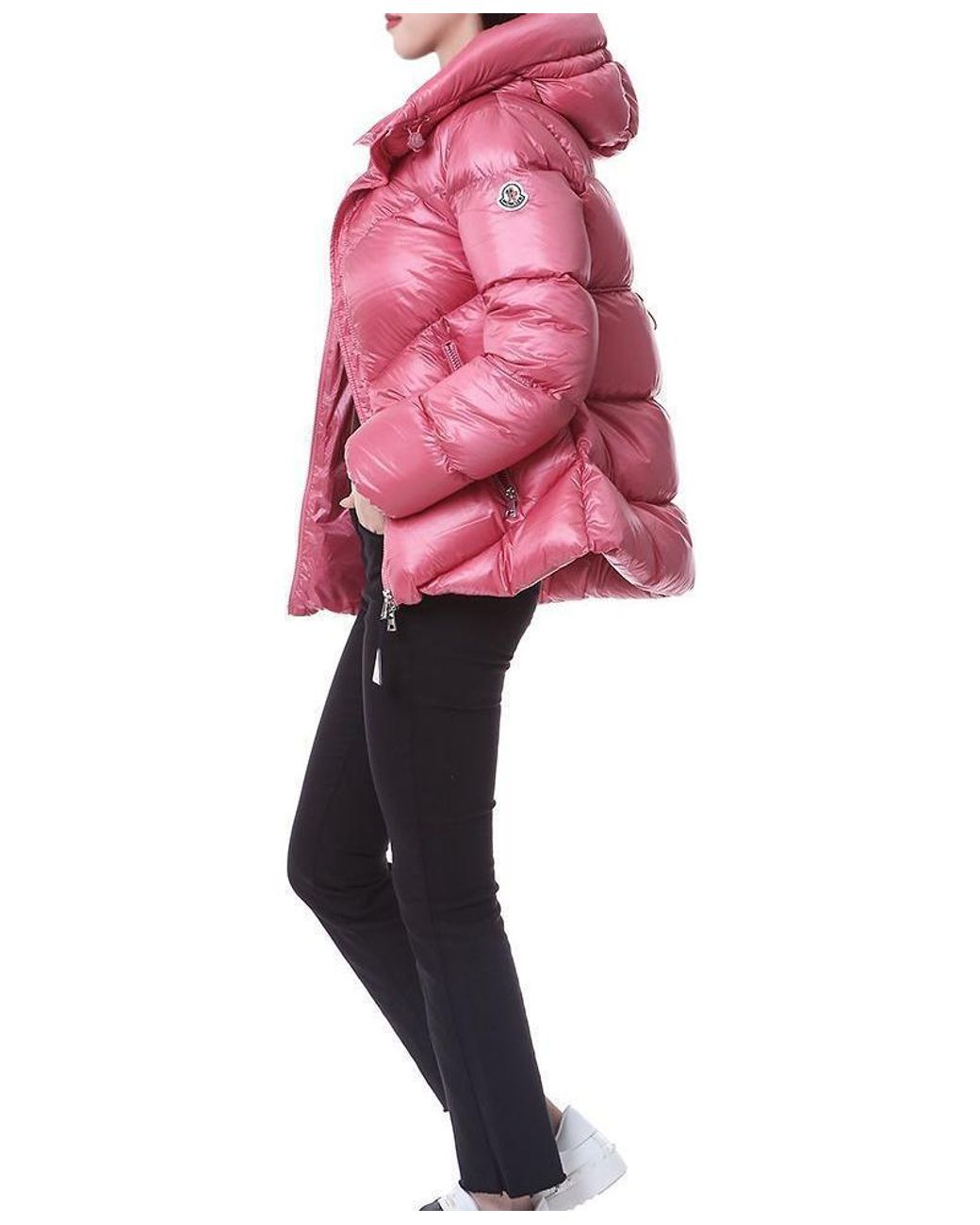 Moncler Pink Cropped Hooded Down Jacket