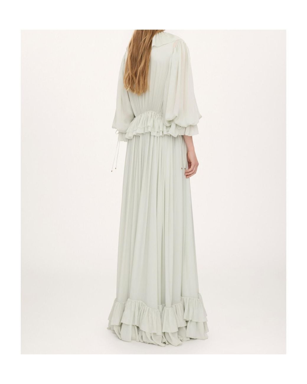 Chloé White Twill Long Pleated Dress