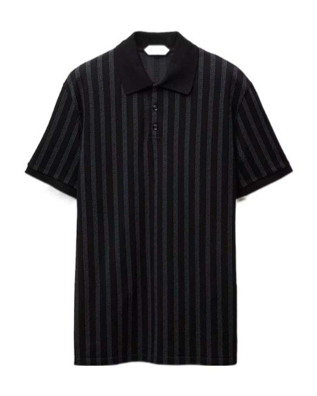 Versace Black Monogram Jacquard Polo Shirt for men