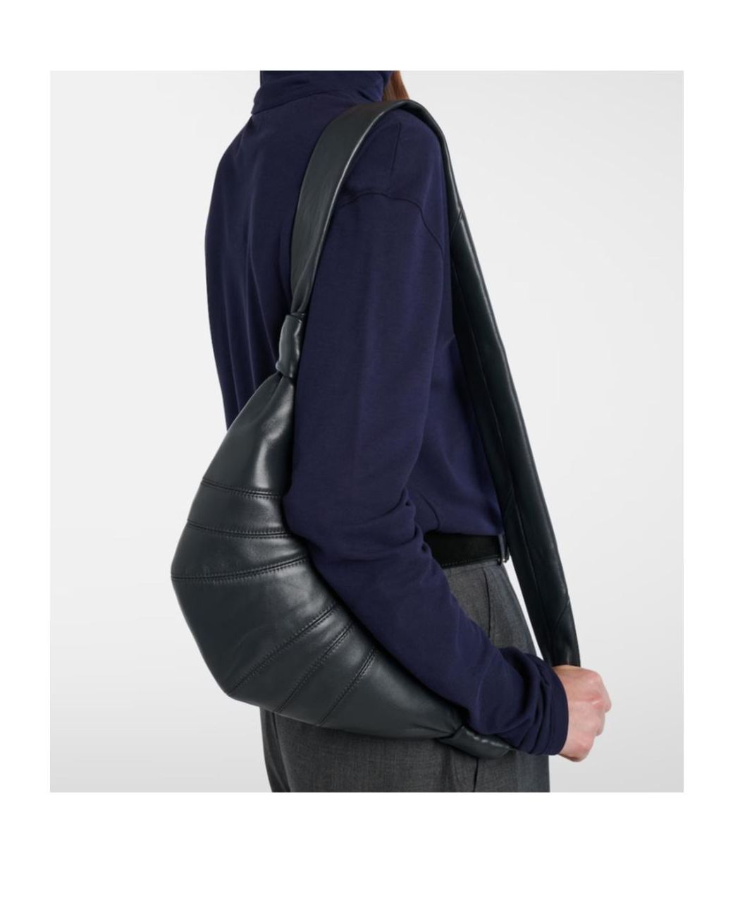 Lemaire White Croissant Small Leather Bag