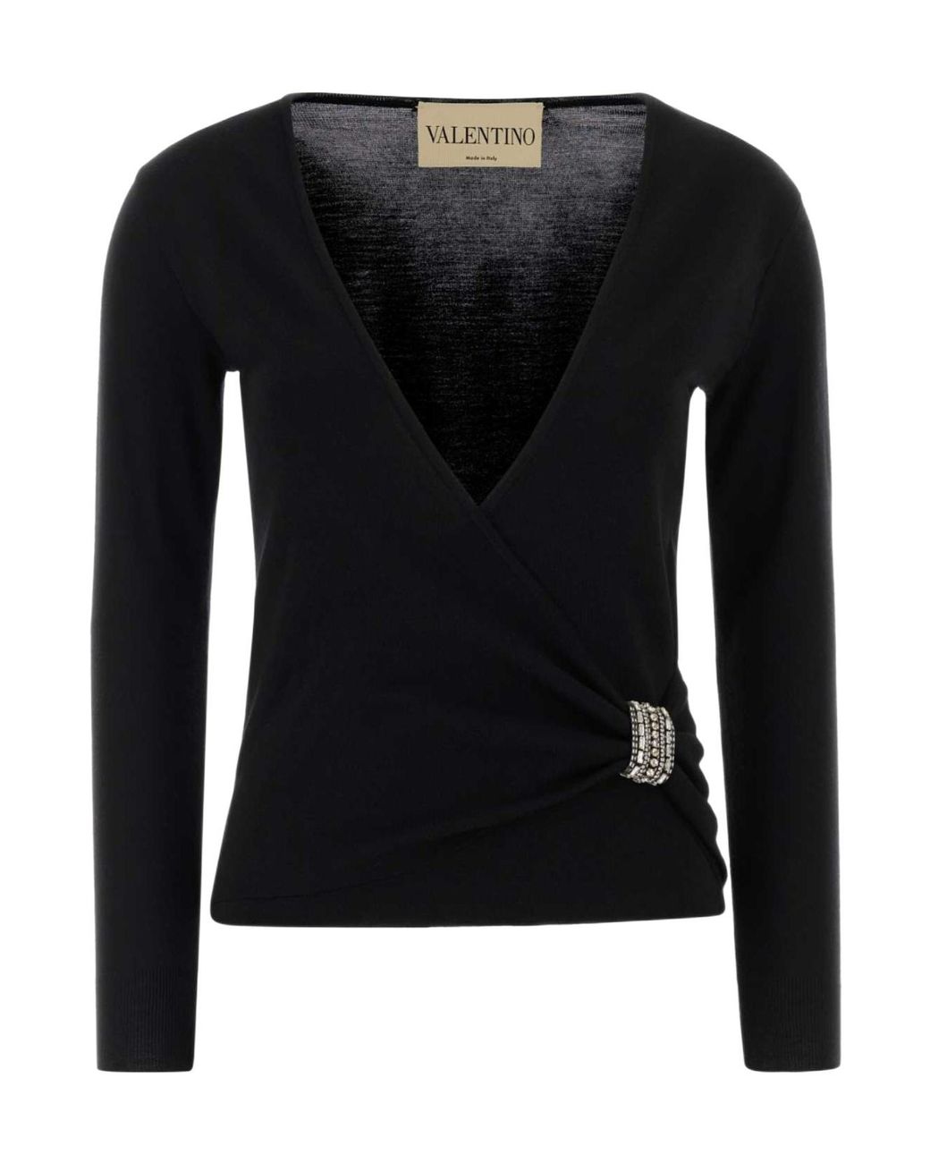Valentino Black Embellished Wrap Sweater