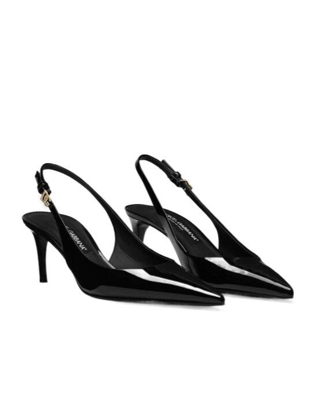 Dolce & Gabbana Black Dg Plaque Slingback Pumps