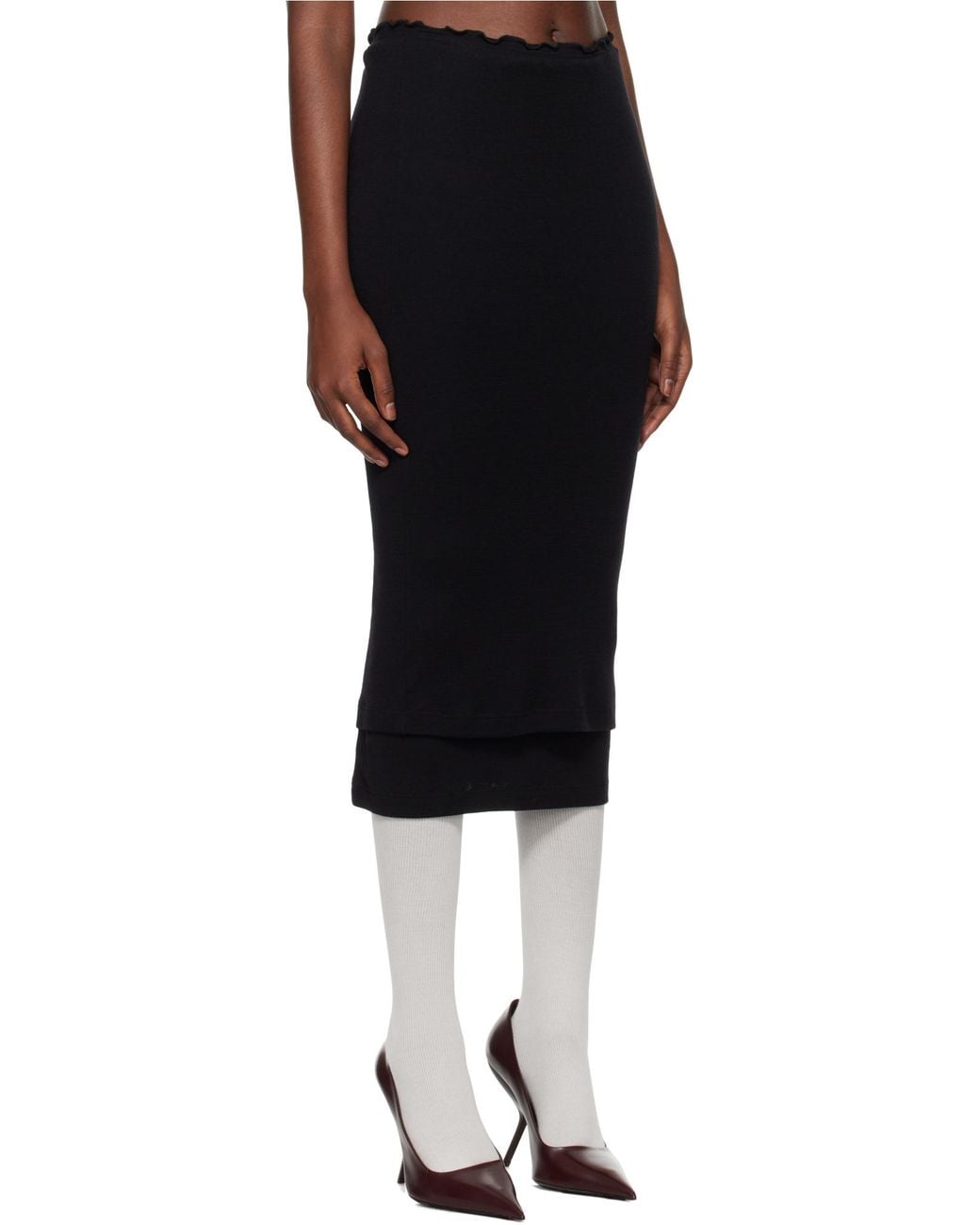 Jil Sander Black Layered Midi Skirt