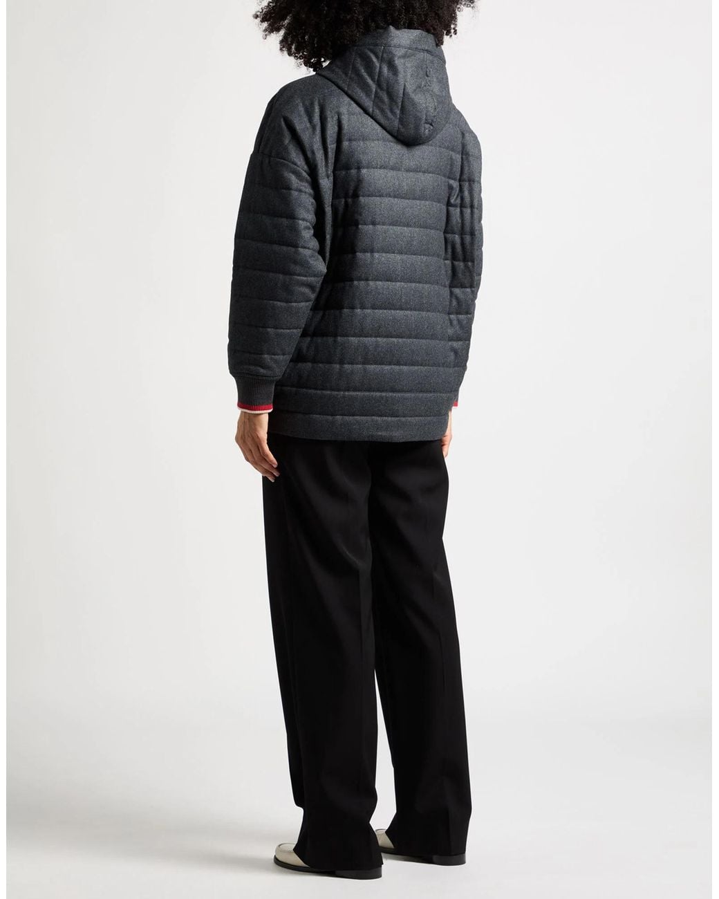 Brunello Cucinelli Black Lightweight Wool Hooded Jacket