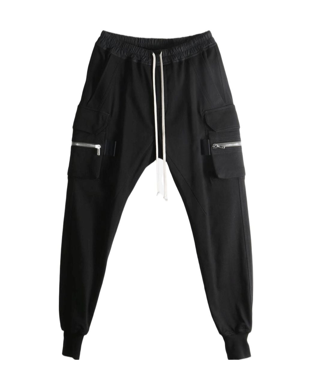 Rick Owens Black Pocket Detailed Drawstring Trousers for men