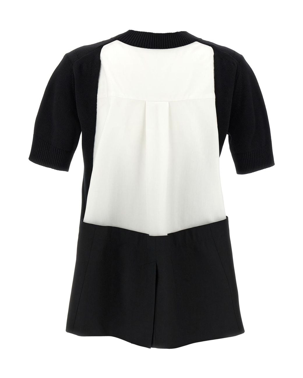 Sacai Black Poplin Ribbed Pullover
