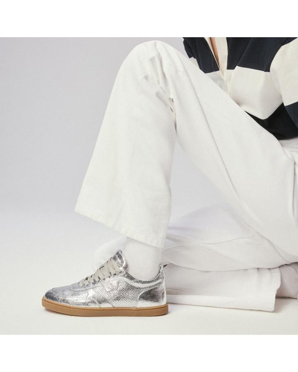Christian Louboutin White Perforated Leather Trainers
