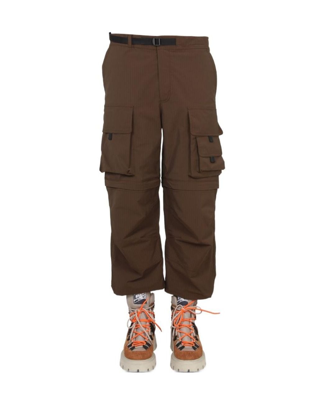 MSGM Brown High Waist Cargo Pants for men