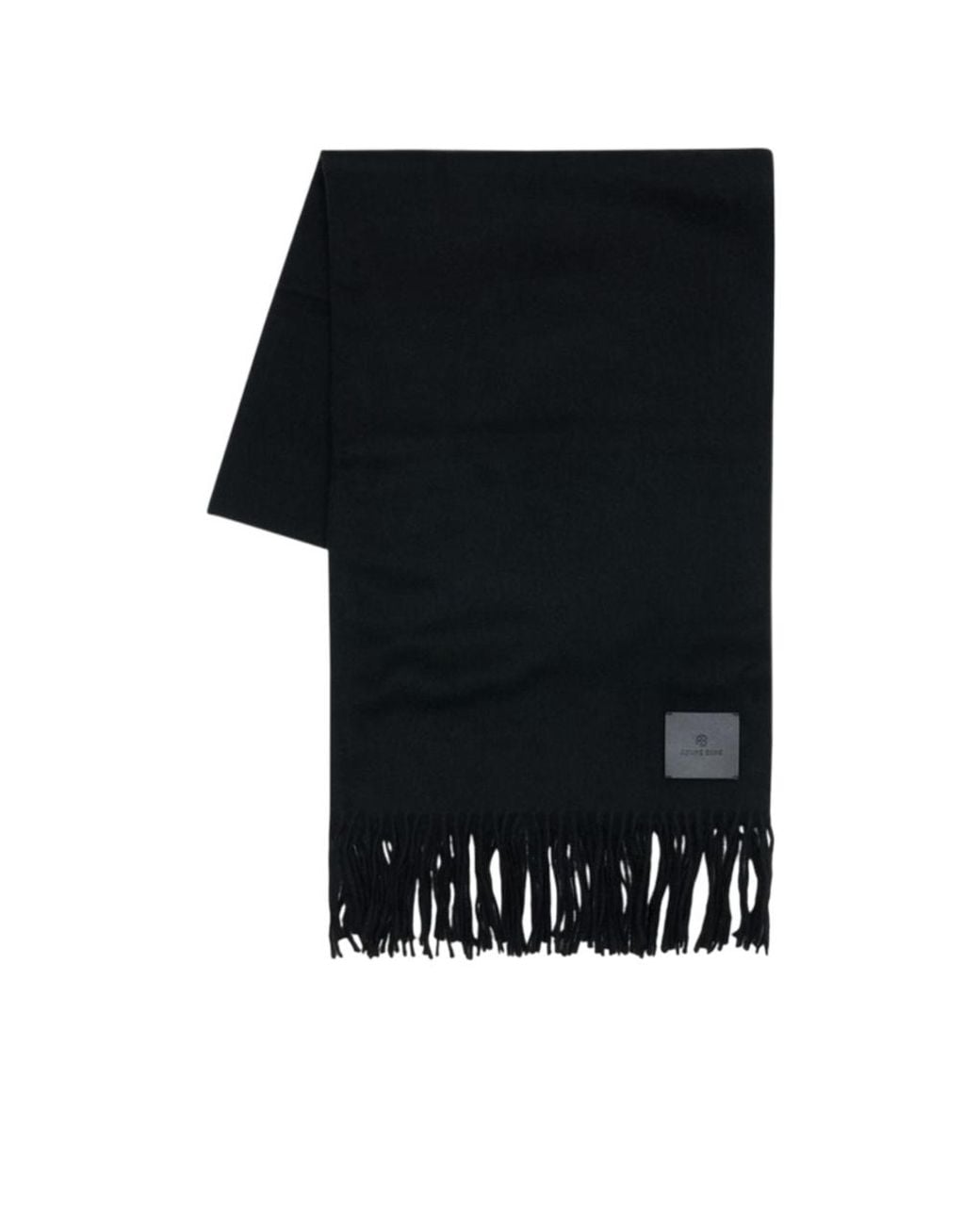 Anine Bing Black Augustina Fringed Wool Scarf