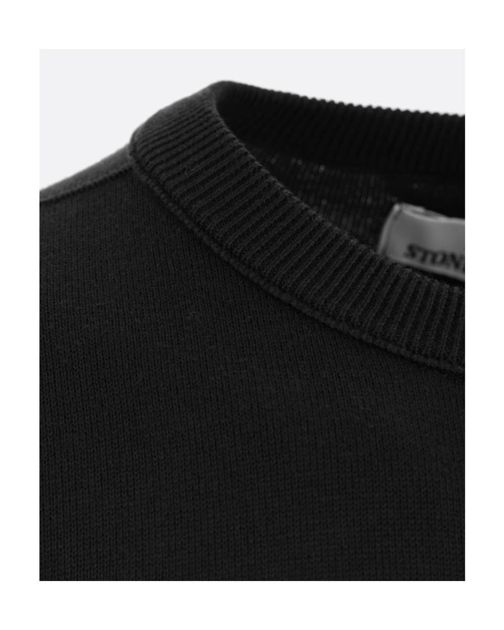 Stone Island Black Compass Patch Crewneck Jumper for men