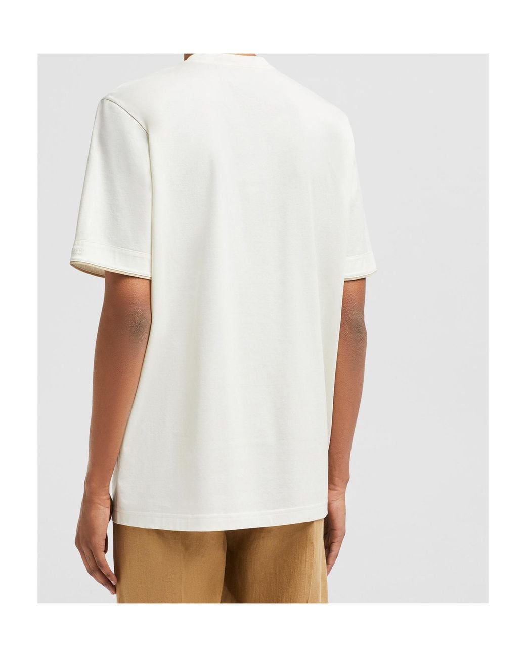 Moncler White Logo Embroidered Crewneck T-Shirt for men