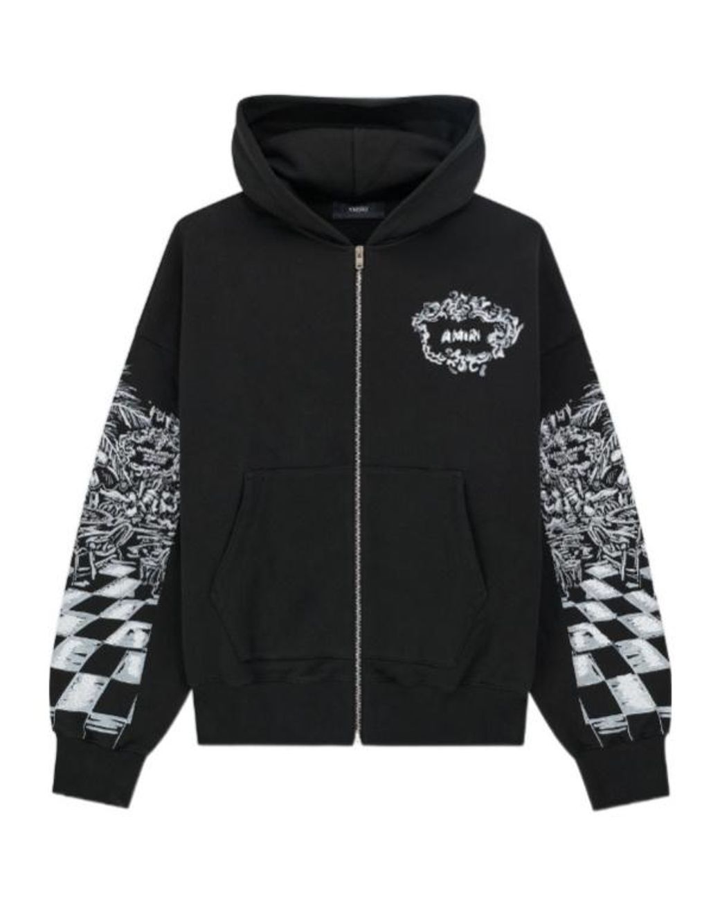 Amiri Black Zip-Fastening Hooded Sweatshirt for men
