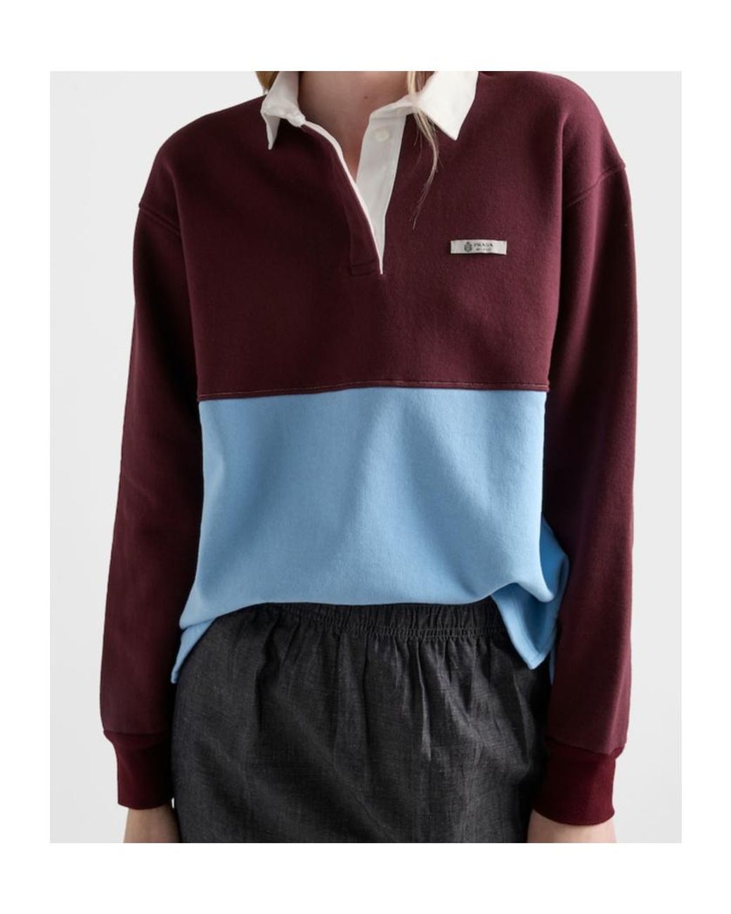 Prada Purple Cotton Long Sleeve Polo Shirt