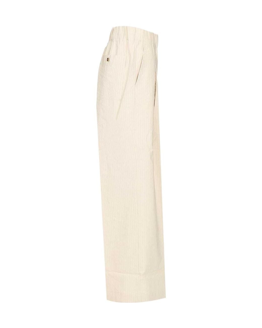 Dries Van Noten Natural Elasticated Waist Pleated Wide Pants