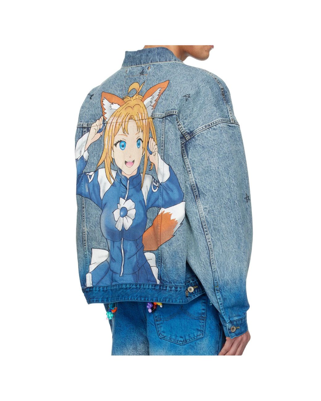 Doublet Blue Anime Hand-Printing Denim Jacket