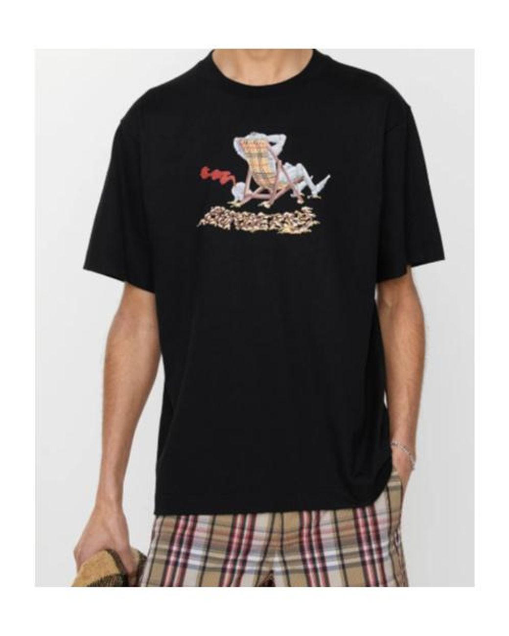 Burberry Black Beach-Print T-Shirt for men