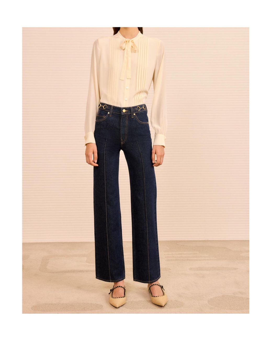 Ulla Johnson Blue The Agatha Straight Leg Pintuck Jean