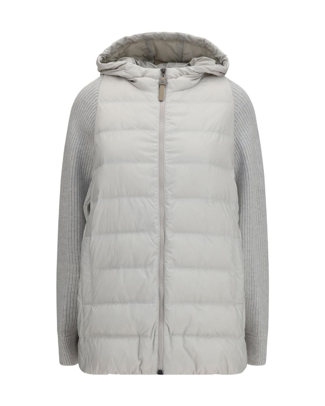 Brunello Cucinelli Gray Long-Sleeved Cotton-Padded Jacket