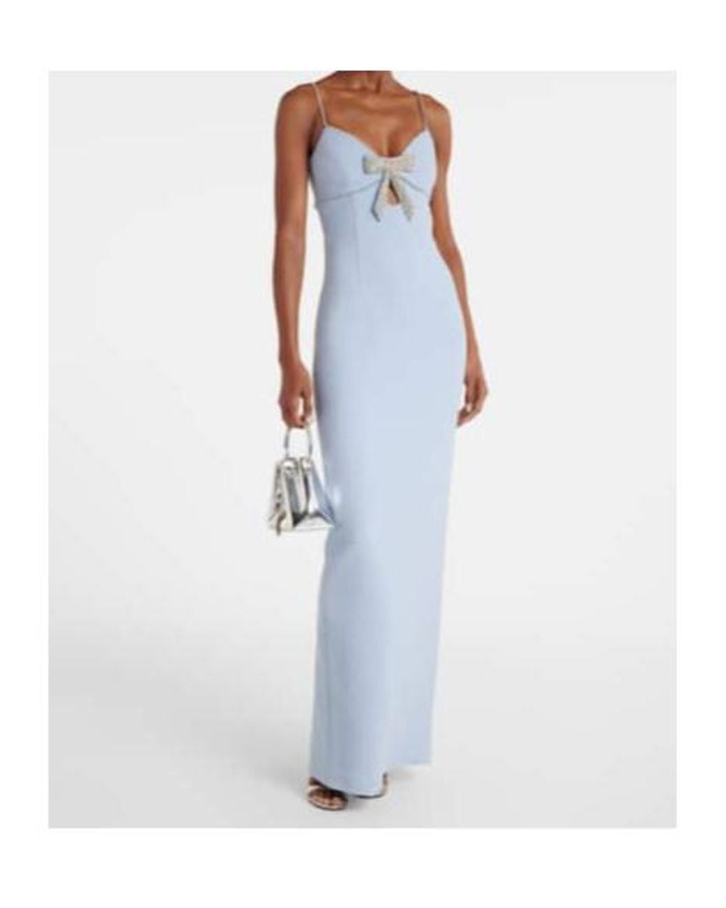 Rebecca Vallance Blue Bow-Detail Embellished Crêpe Gown