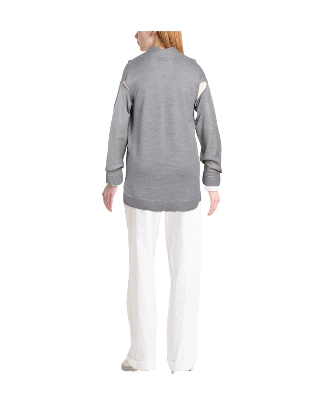 MM6 by Maison Margiela Gray Solid-Colored Medium-Thick Knitwear