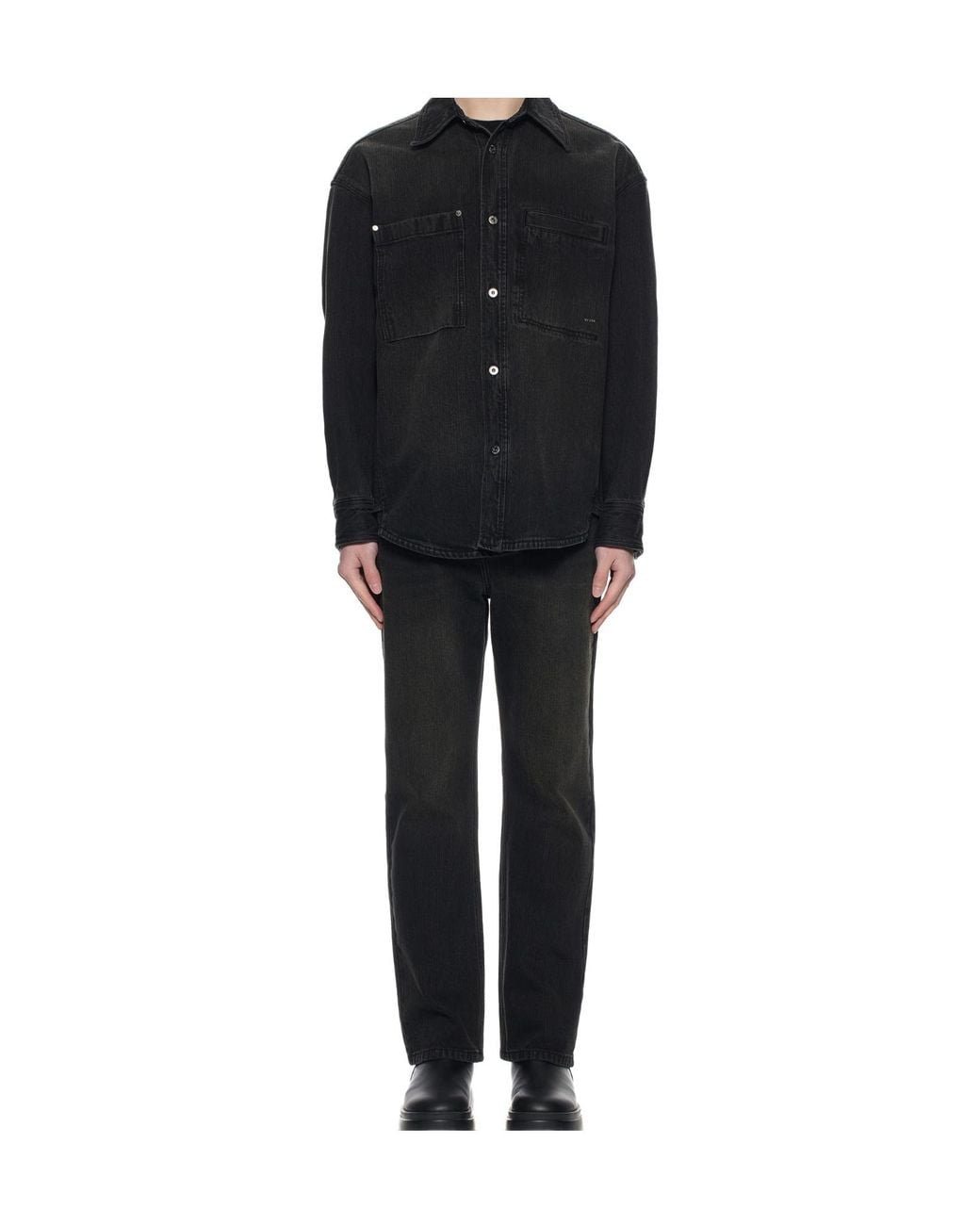 Wooyoungmi Black Logo Patch-Pocket Shirt for men