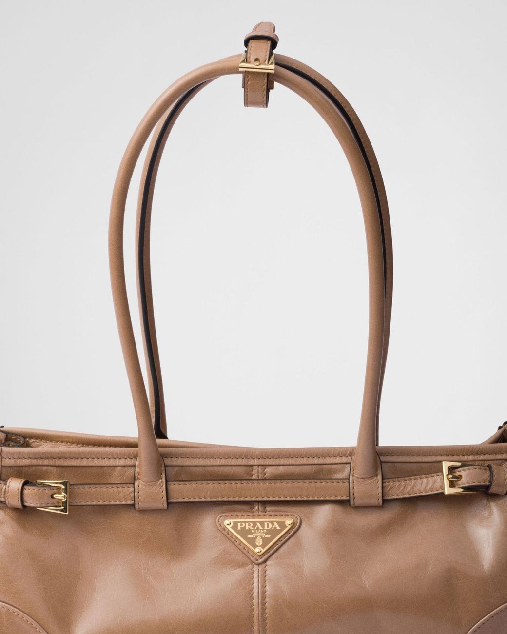 Prada Natural Triangle-Logo Tote Bag