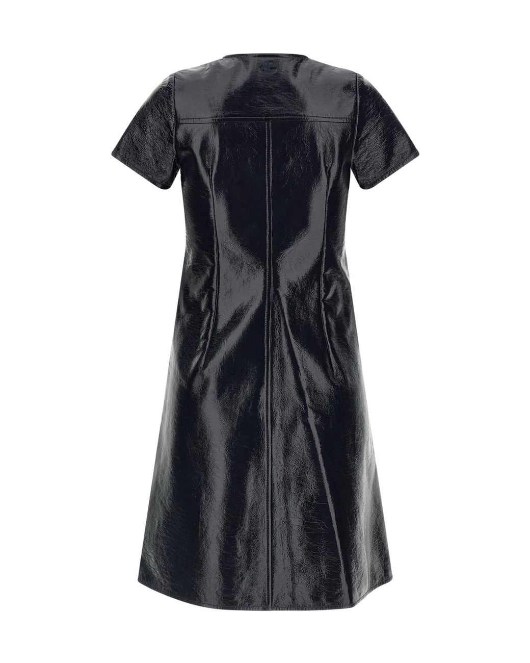 Courreges Black Vinyl Patch-Pocket Mini Dress