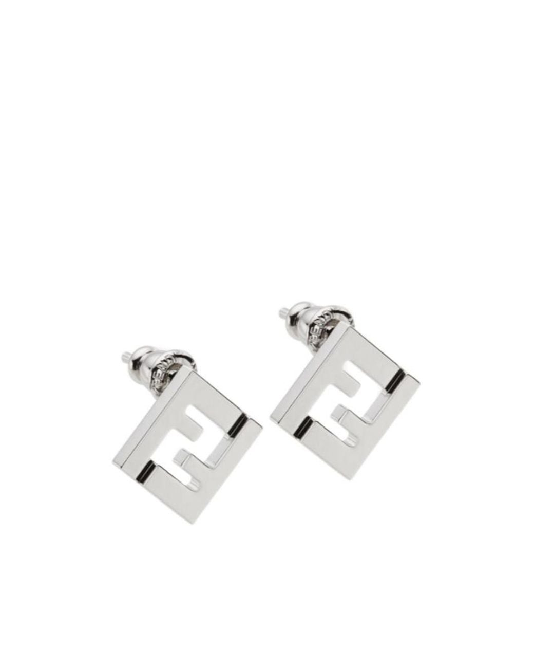 Fendi White Colored Metal Earrings