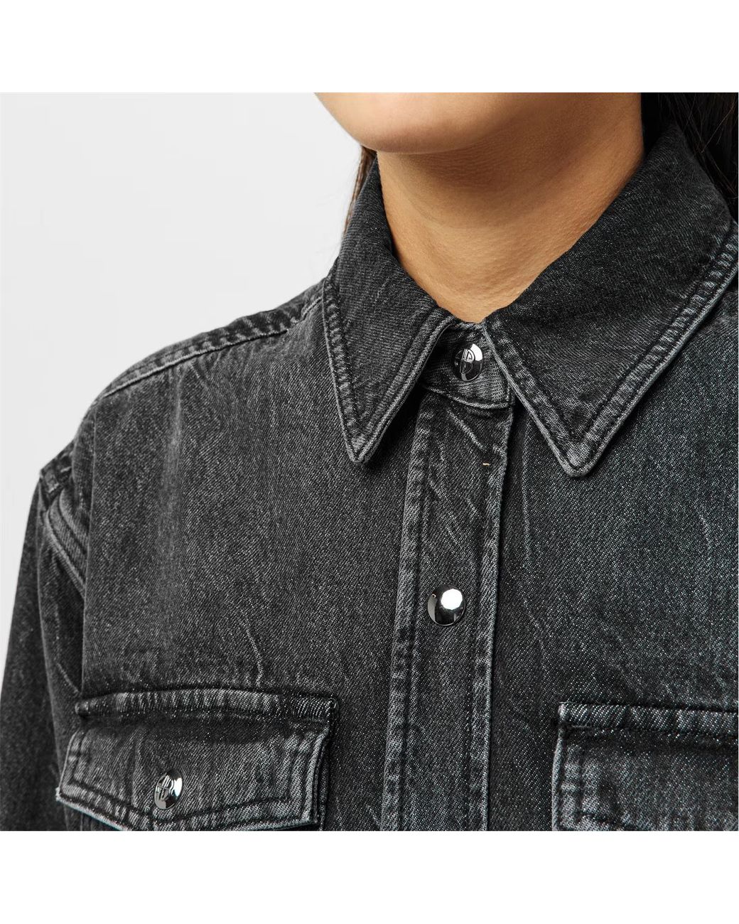 Anine Bing Black Lapel Long-Sleeved Denim Jacket