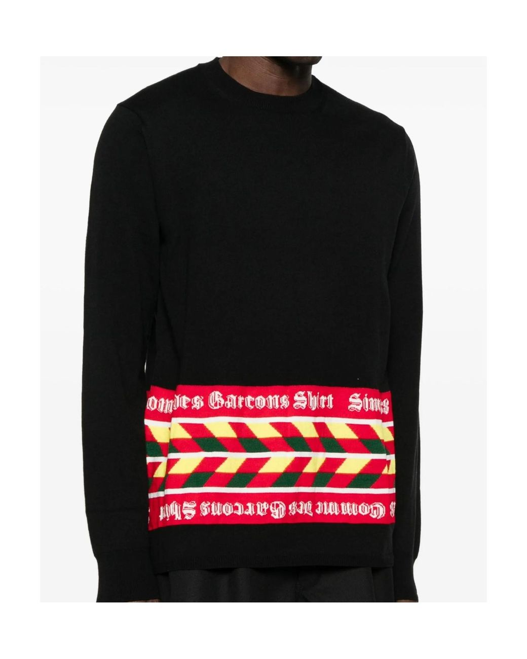 Comme des Garçons Black Geometric-Pattern Crew-Neck Sweater for men