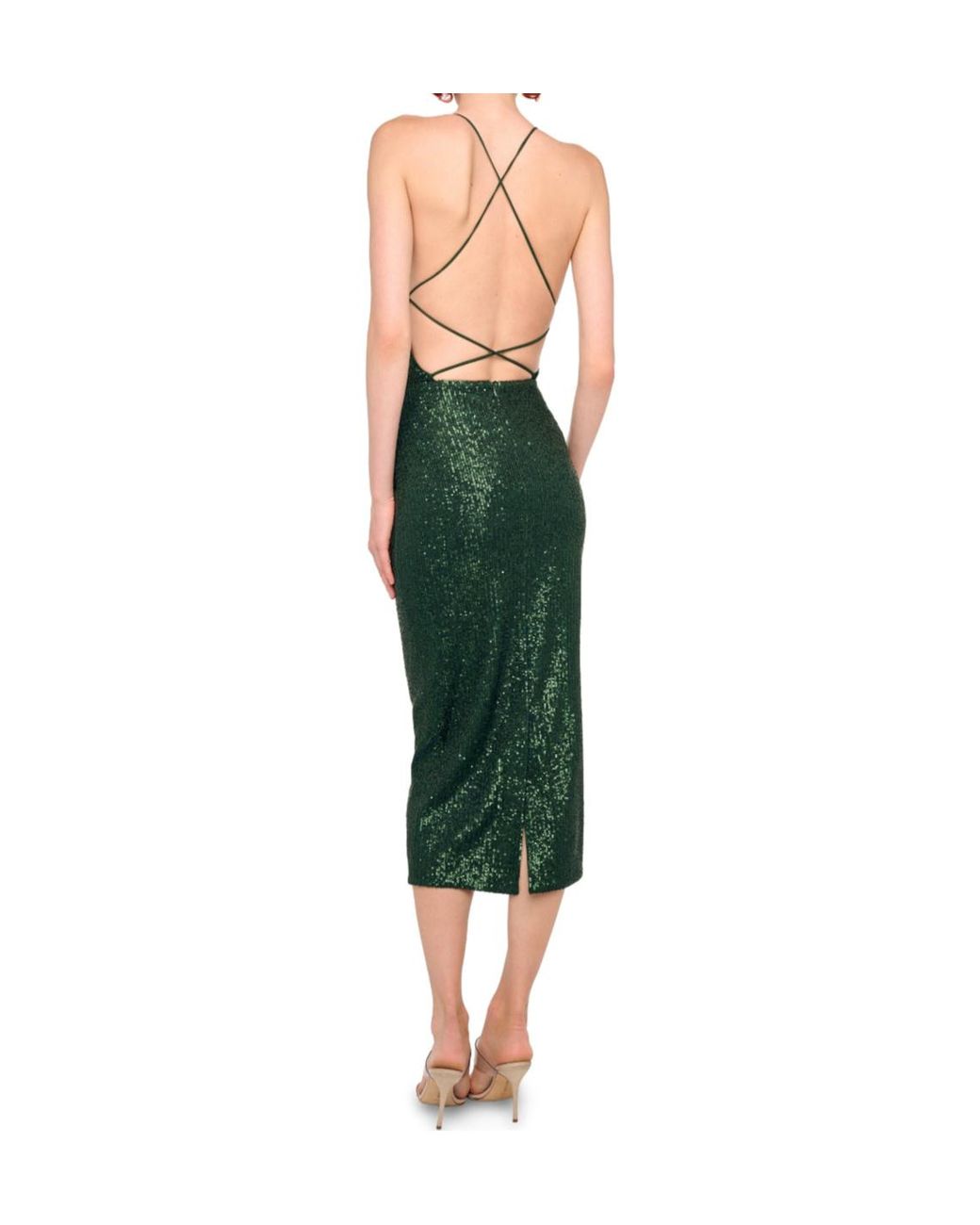 Norma Kamali Green Zip-Fastening Midi Skirt