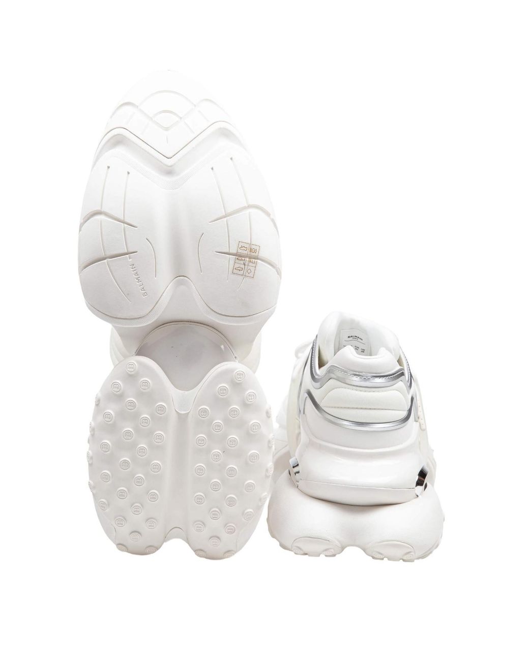 Balmain White Unicorn Wave Panelled Sneakers for men
