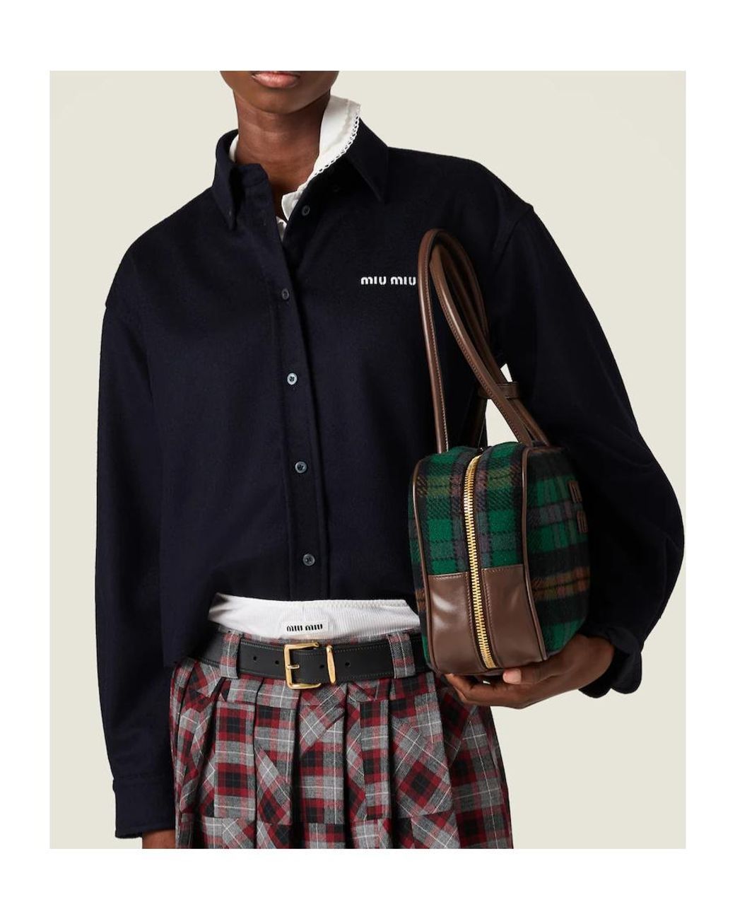 Miu Miu Blue Logo-Embroidered Button-Up Shirt