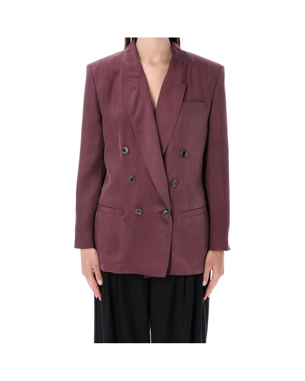 Saint Laurent Purple Double-Breasted Long-Sleeved Jacket