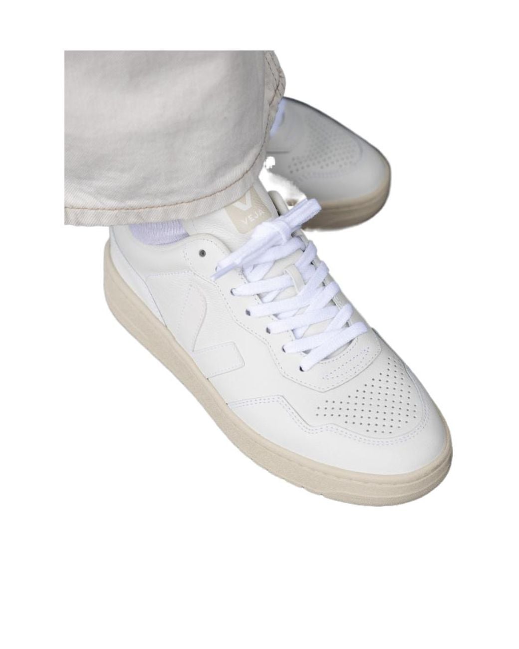 Veja White V-90 Lace-Up Sneakers for men