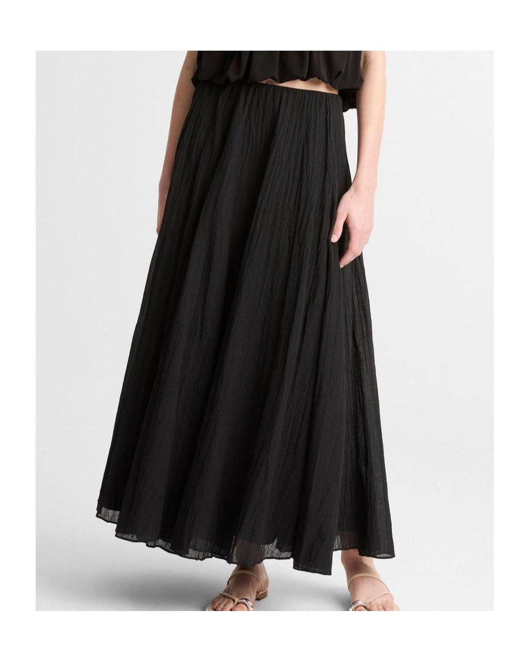 Vince Black Crinkled Maxi Skirt